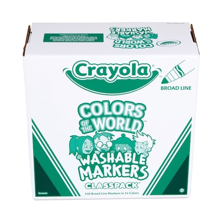 Crayola Ultra-Clean Washable Marker Classpack, Broad Bullet Tip, 8 Assorted Colors, PK192, 192PK 588208